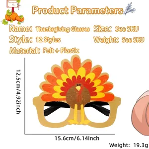 Thanksgiving turkey shaped decorative party glasses with dimensions