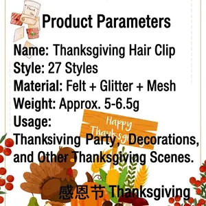Thanksgiving hair clips set featuring turkey and pumpkin designs in various styles