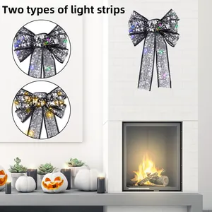 Fiocco decorativo luminoso di Halloween con teschi e due tipi di strisce luminose LED