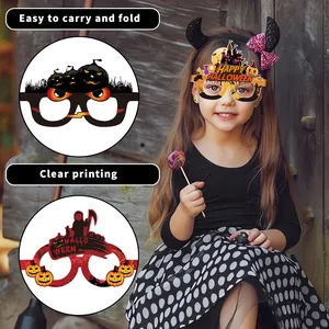 Cartoon Halloween paper glasses for kids party decorations with pumpkin and ghost themes