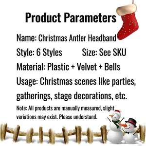 Detailed specifications and material guide for festive Christmas antler headbands
