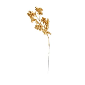 Rama de bayas de Navidad doradas para adornos de árboles DIY y arreglos florales