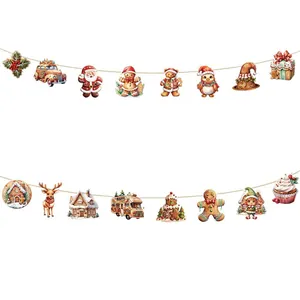 Guirlande de Noël festive en papier avec Père Noël et bonhomme de pain d'épices