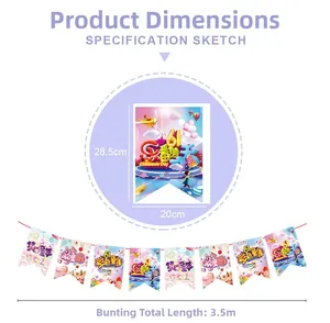 Dimension specification sketch for Children's Day cartoon banner with 3.5m total length