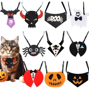 Halloween Pet Bandana Scarf Cat Dog Costume Ghost Spider Pumpkin Festive Collar Party Decoration Neck Accessory For Pets