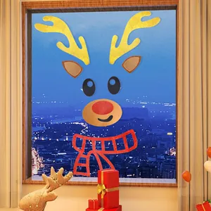 DIY Christmas reindeer non-woven window sticker set for festive home decoration.