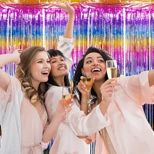 Rideau de fils arc-en-ciel dégradé de 2m pour décoration de fond de fête et mariage