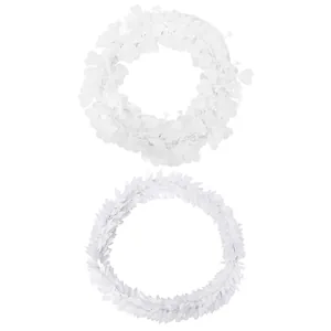Set of two white artificial leaf wreaths for DIY Christmas home decoration crafts