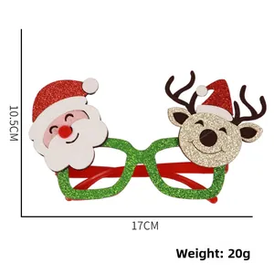 Measurement detail of Christmas cartoon glasses with Santa and reindeer figures