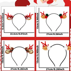 Detailed dimensions for four styles of festive Christmas reindeer antler headbands for women