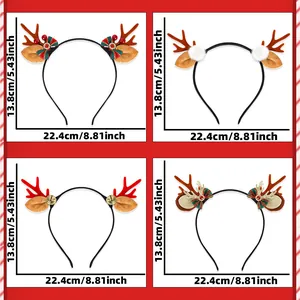 Detail view of Christmas reindeer antler headbands with dimensions in cm and inches.