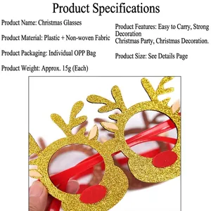Glitter reindeer Christmas glasses for festive party decoration