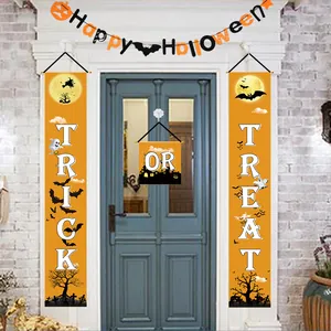 Festive Halloween Trick or Treat porch door banners and hanging bunting decoration set