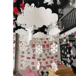White foam cloud and snowflake hanging decorations for Christmas ceiling decor