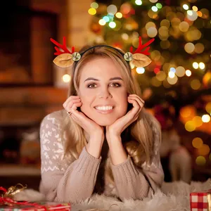 Festive reindeer antler headband with bells and ears for Christmas party costume