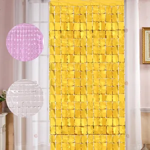 Vierkante goudfolie glittergordijn voor verjaardag en bruiloft wanddecoratie voor feest