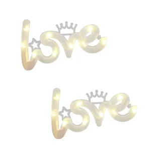 Romantische warm witte LOVE neonlamp met kroon en ster voor de woningdecoratie