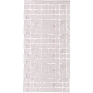 Shimmering silver square foil fringe curtain for festive party backdrop decorations