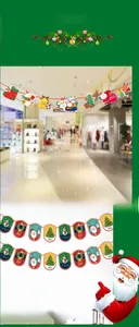 Striscione natalizio a cartoni animati con Babbo Natale e pupazzo di neve decoro