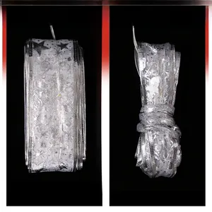 Detailed comparison showing the 5cm width of the silver Christmas ribbon LED light string