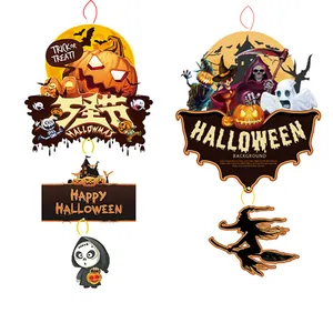 Halloween paper hanging decorations with pumpkin and grim reaper designs
