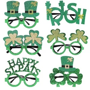 Detailed selection of six assorted St. Patrick's Day themed party glasses