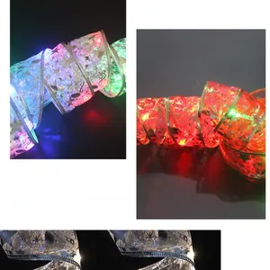 Detail of 4m bronzing LED ribbon lights for Christmas tree decoration with glowing effect.