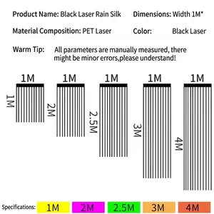 Detailed specifications for black laser rain silk fringe curtain for party backgrounds