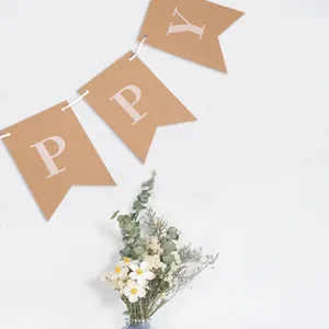 Striscione Happy Birthday in carta kraft rustica per decorazioni per feste di bambini