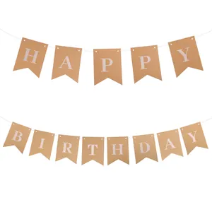 Bandierina Happy Birthday in carta kraft per decorazioni di compleanno e feste
