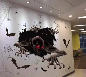 Scary Halloween 3D skeleton monster wall sticker decoration for haunted house party