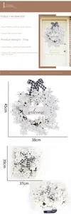 Kunstmatige witte bloemenkrans 45x38cm met productgewicht en verpakkingsdetails