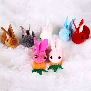 Set of colorful plush bunny and carrot hair clips for Easter children accessories