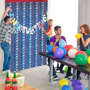 Peace dove garlands and congratulations banner for festive party background decoration