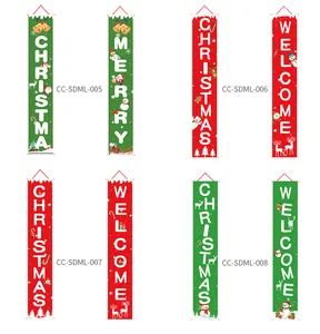 Collection of 8 non-woven Christmas door banners with Merry Christmas and Welcome text