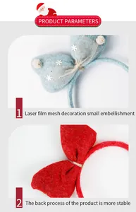 Detailed macro view of Christmas bow headband with laser mesh and felt texture