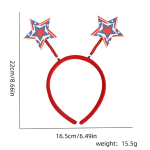 Red patriotic headband with USA star boppers showing size and weight details