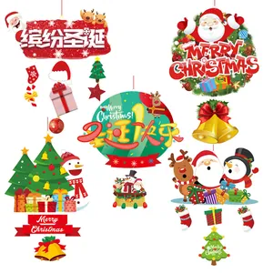 Festive Christmas hanging decorations set with Santa, snowman and reindeer ornaments