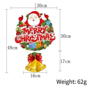 Decorazione natalizia da appendere con Babbo Natale e campane con dimensioni indicate