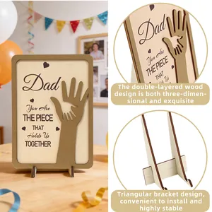 Detailed view of the 3D Father's Day wooden plaque featuring Dad You Are The Piece text