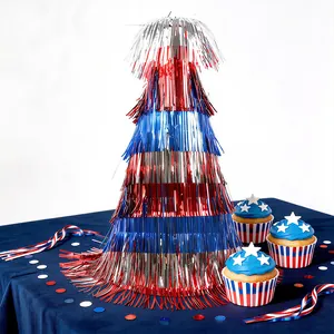 Chapeau de fête patriotique de l'Independence Day avec franges en clinquant tricolore