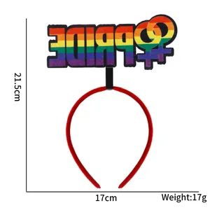 Tabella dettagliata di dimensioni e peso per la fascia arcobaleno per feste Pride.