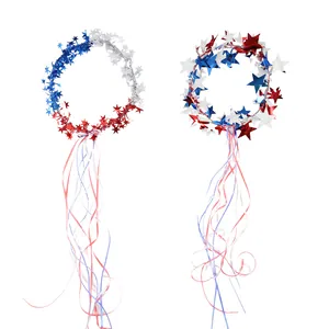 Bandeaux d'étoiles rouges blanches bleues avec rubans pour fête patriotique US