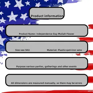 Product specification chart for Independence Day tinsel garland decoration and materials