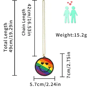 Detailed size and weight measurements for the rainbow smiley face pendant necklace