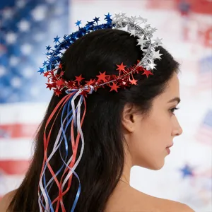 Serre-tête patriotique du Jour de l'Indépendance avec étoiles et rubans rouges blancs bleus.