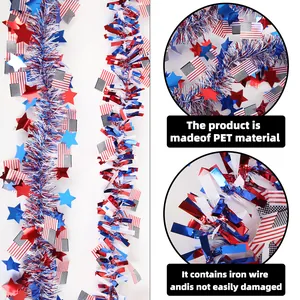 Detailweergave van de Independence Day slinger van PET-materiaal met interne ijzerdraad.