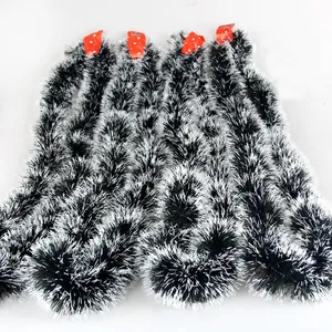 Frosted Dark Green White Tip Fluffy Christmas Tinsel Garland For Christmas Tree Holiday Party Wedding Home Decor