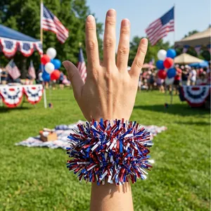 Patriotisches rot-weiß-blaues Lametta-Armband für die Dekoration zum US-Unabhängigkeitstag