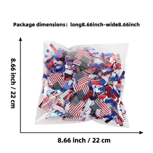 Package of red white blue USA Independence Day confetti with 8.66 inch size markings.